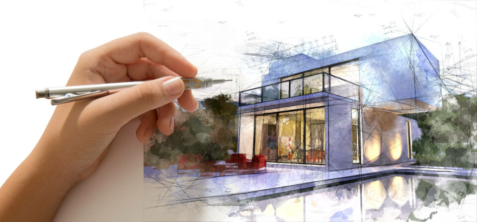 Frau Fertighaus, Bauberatung, Planzeichnung eines Fertighauses